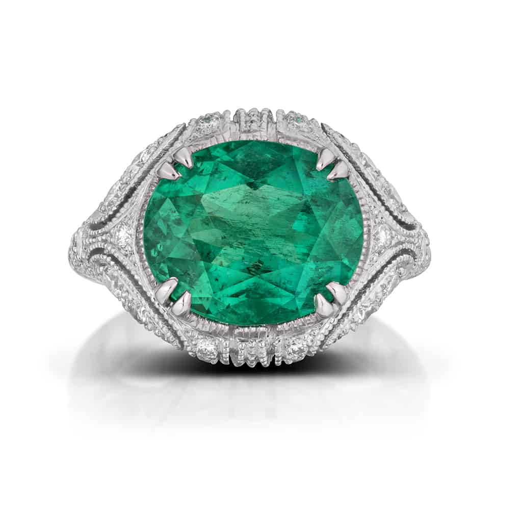 5.03 Carat Colombian Emerald and Diamond Ring