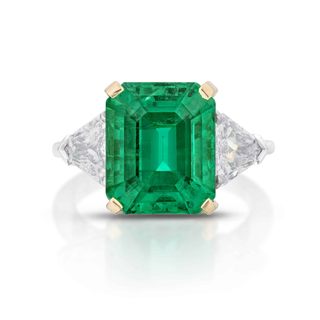 5.88 Carat Colombian Emerald and Diamond Ring