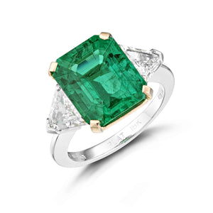 5.88 Carat Colombian Emerald and Diamond Ring