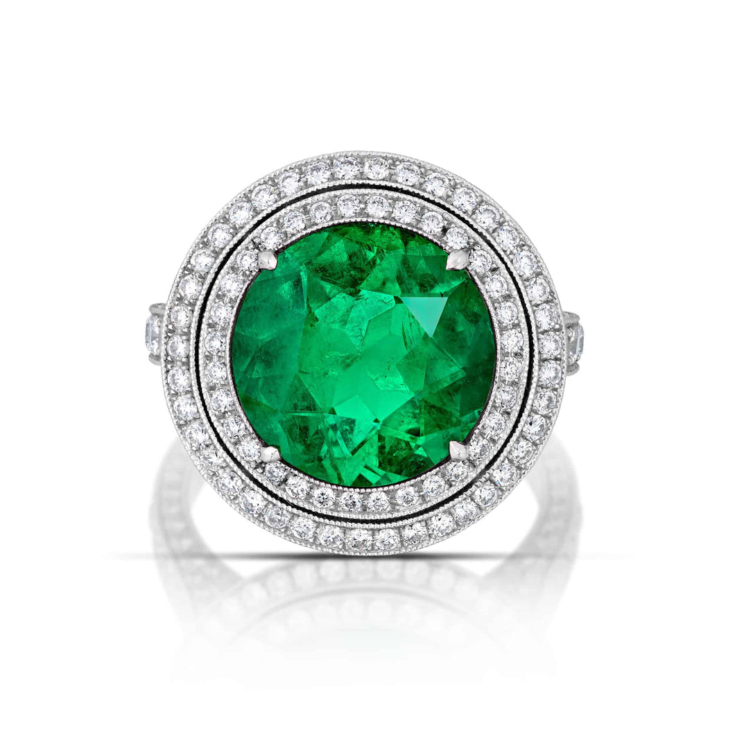 5.08 Carat Colombian Muzo Emerald Halo Ring