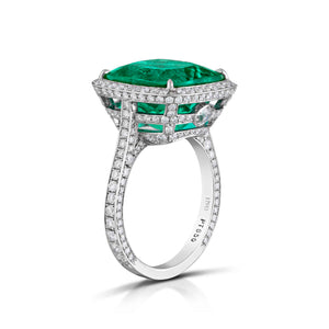 8.67 Carat Colombia Minor Emerald and Diamond Ring