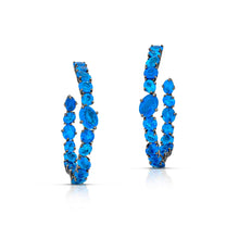 19.70 Carat Blue Apatite In And Out Hoop Earrings