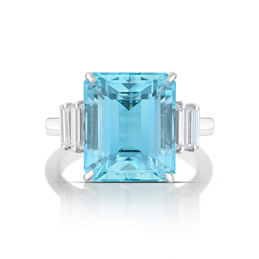 8.34 Carat Aquamarine and Diamond Ring