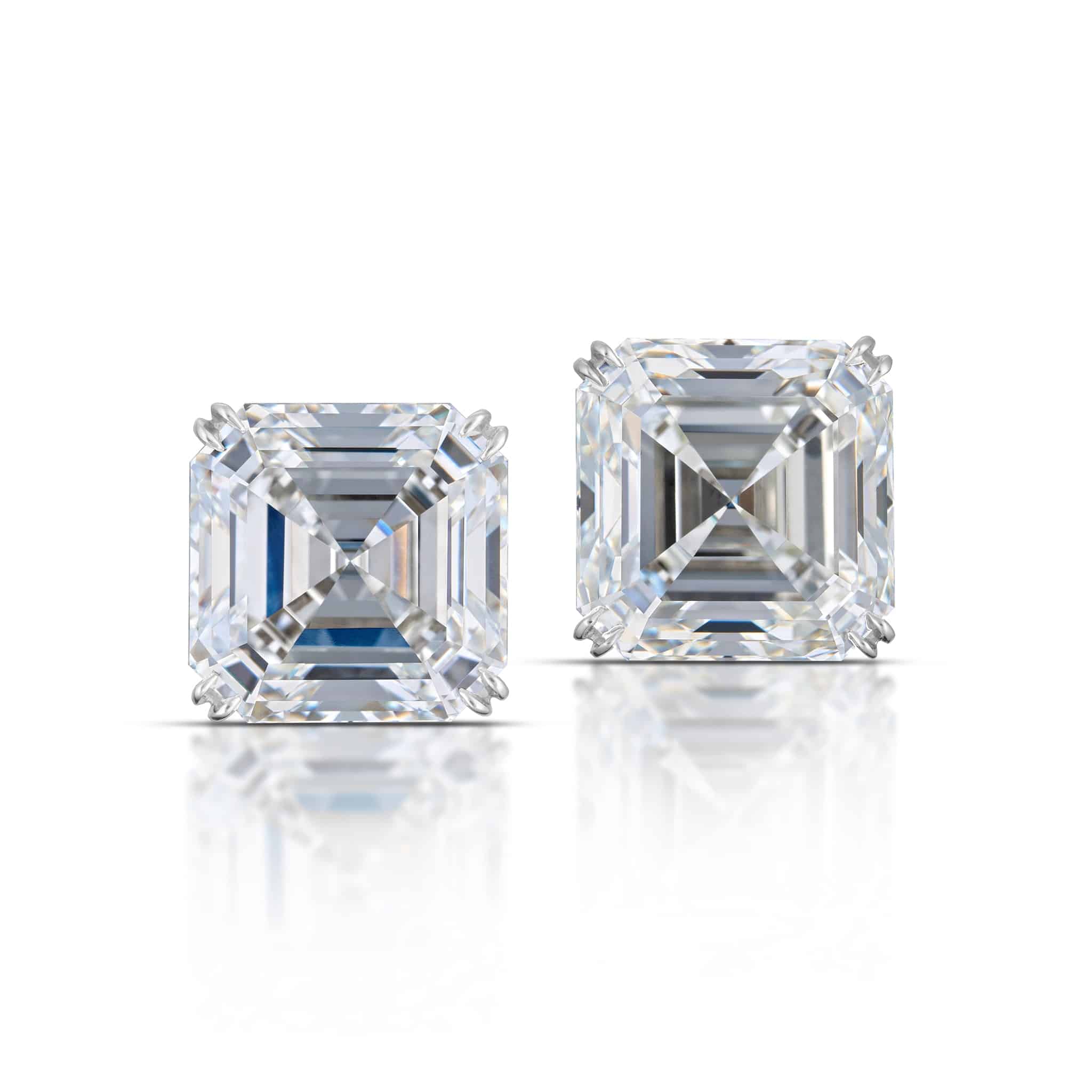 Certified 050 cttw Asscher Diamond Stud Earrings in 14k White Gold 4Prong  Martini GH VS  Diamondwishcom