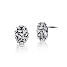 0.53 Carat Baguette Diamond Cluster Stud Earrings
