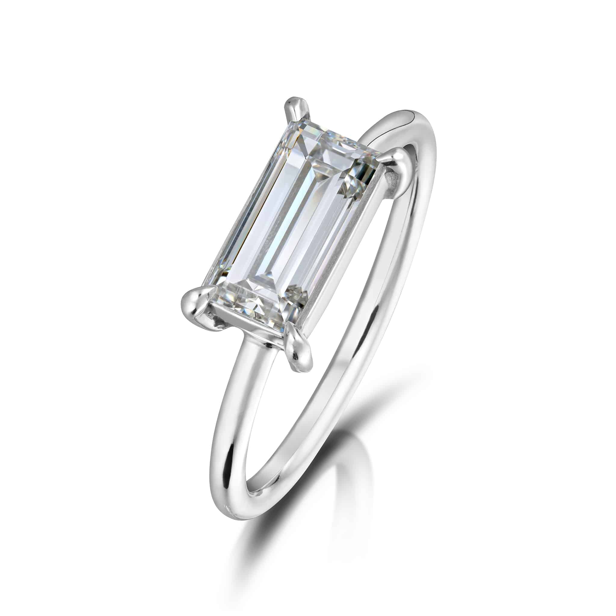 Solitaire and baguette diamond ring Clearance