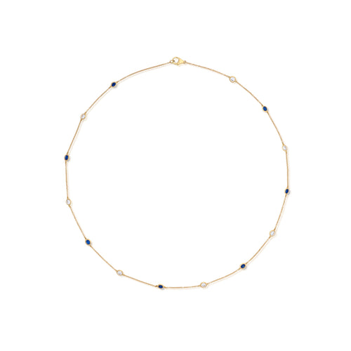 1.26 Carat Sapphire and Diamond Station Necklace