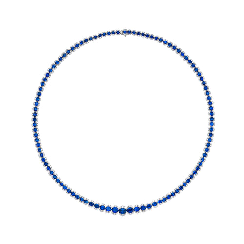 14.96 Carat Sapphire and Diamond Graduated Necklace