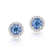 1.96 Carat Sapphire and Diamond Halo Earrings