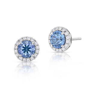 1.96 Carat Sapphire and Diamond Halo Earrings
