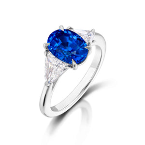 3.54 Carat Blue Sapphire and Diamond Ring