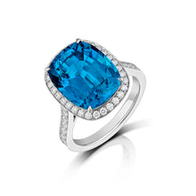 13.82 Carat Blue Zircon and Diamond Ring