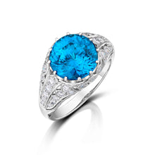 6.56 Carat Blue Zircon and Diamond Ring