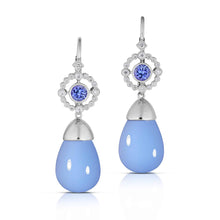 25.30 Carat Chalcedony, Tanzanite and Diamond Drop Earrings