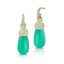 28.80 Carat Chrysoprase, Enamel, & Diamond Drop Earrings