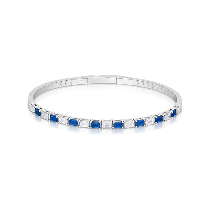 1.35 Carat Sapphire and Diamond Bangle Bracelet