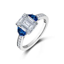2.76 Carat Emerald Cut Diamond and Sapphire Ring
