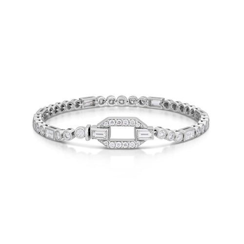 3.92 Carat Vintage Inspired Diamond Line Bracelet