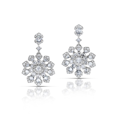 Diamond Flower Drop Earrings