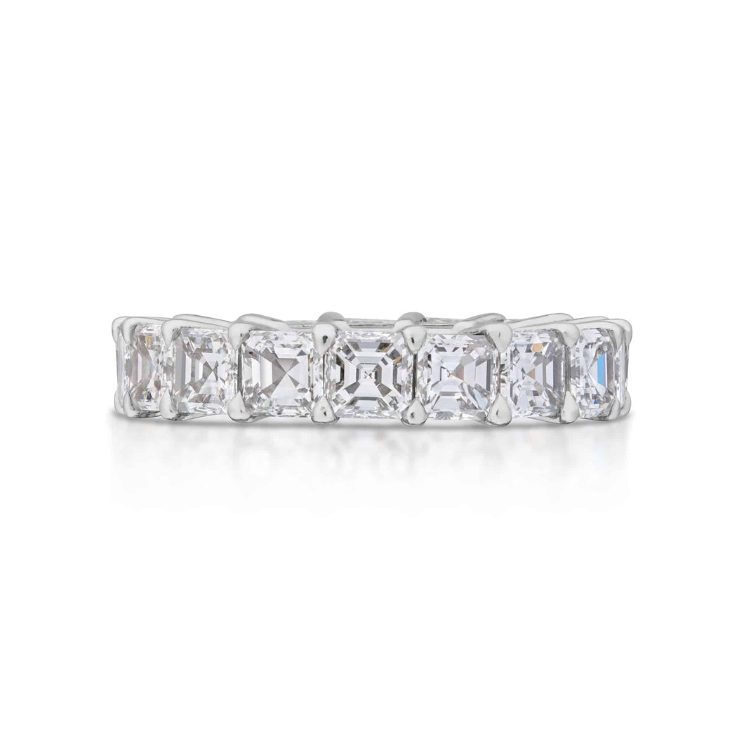 Yellow and White Asscher Cut Diamond Full Eternity Ring 4.64cts in Platinum  - Asscher Cut, Claw Set | Pragnell