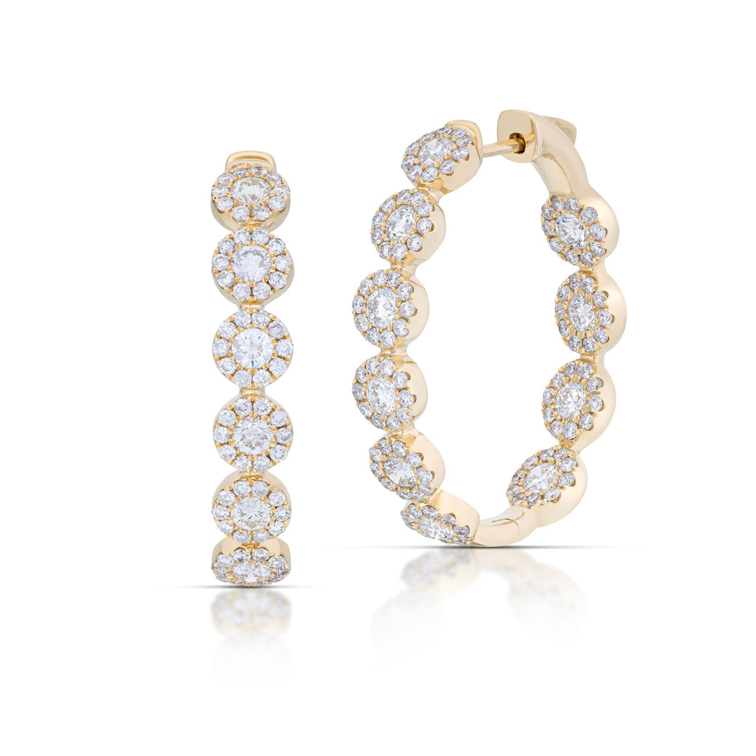 3.14 Carat Diamond Inside Out Halo Hoop Earrings