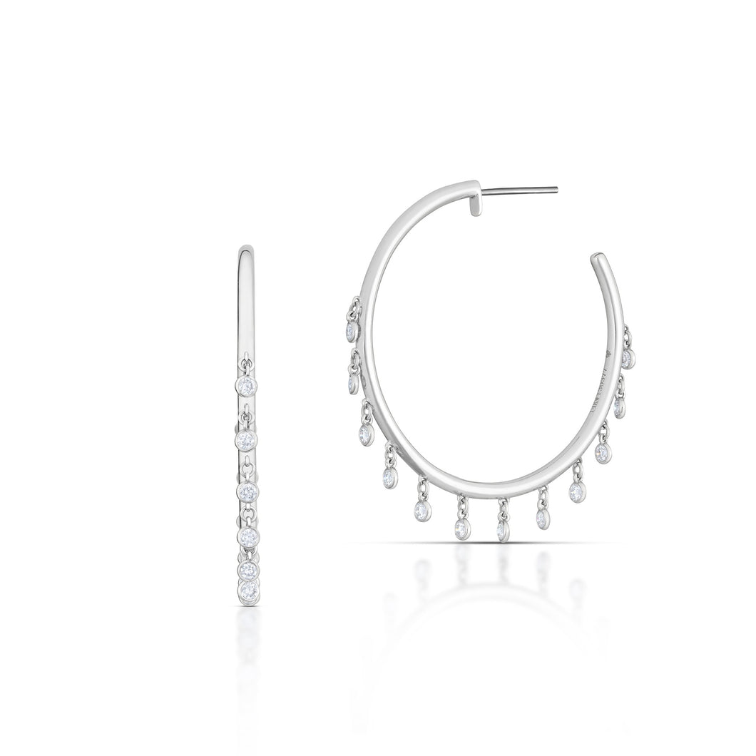 0.75 Carat Diamond Dangle Hoop Earrings