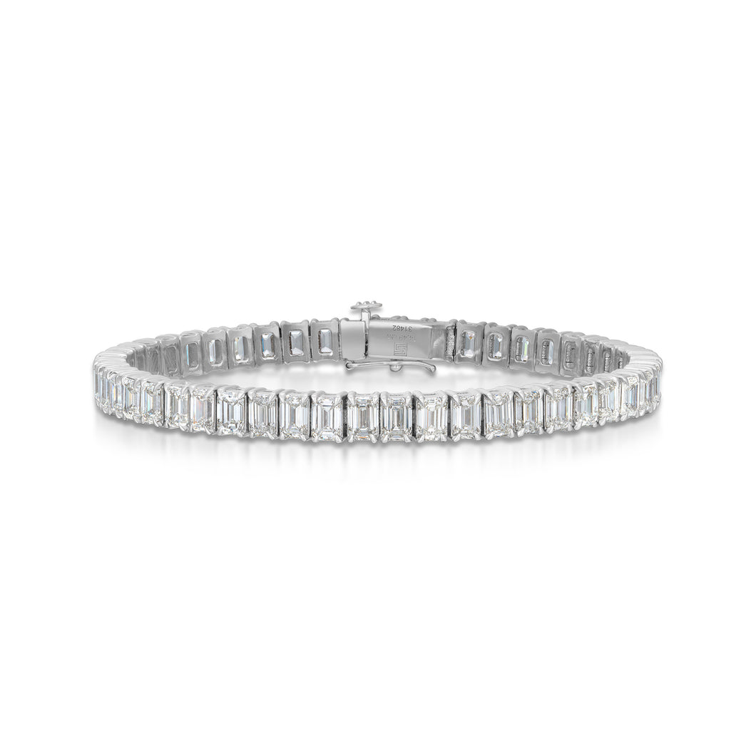 14.49 Carat Emerald Cut Diamond Line Bracelet