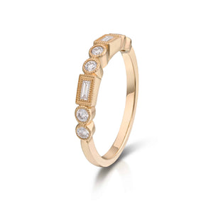 0.36 Carat Round and Baguette Diamond Band