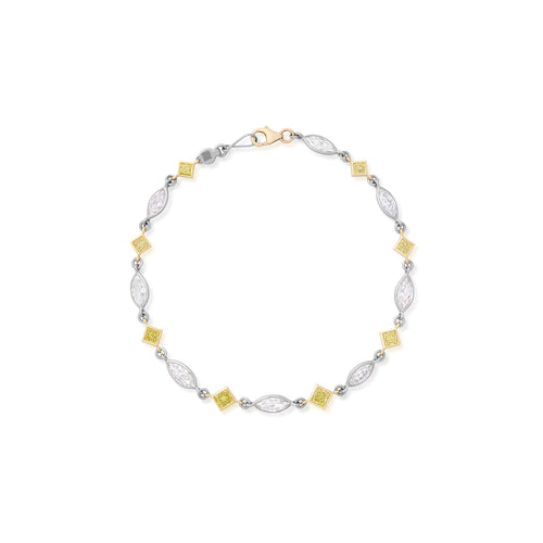 4.17 Carat Fancy Yellow and White Diamond Bracelet