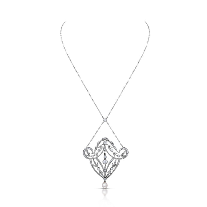 1.60 Carat Edwardian Diamond Lavalier Necklace