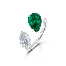 1.50 Carat Diamond and Emerald Bypass Ring