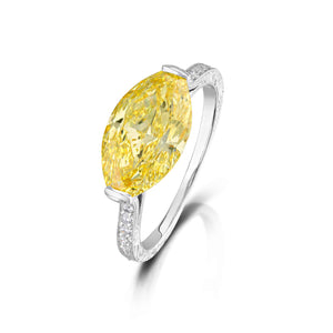 3.03 Carat Fancy Intense Yellow Diamond Ring