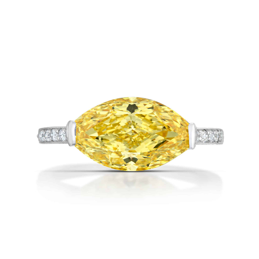 3.03 Carat Fancy Intense Yellow Diamond Ring