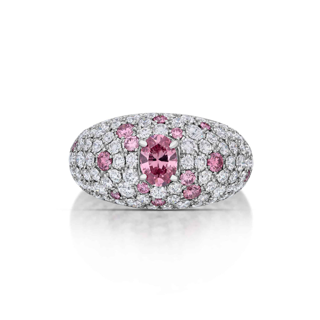 0.65 Carat Pink Diamond Domed Pave Ring