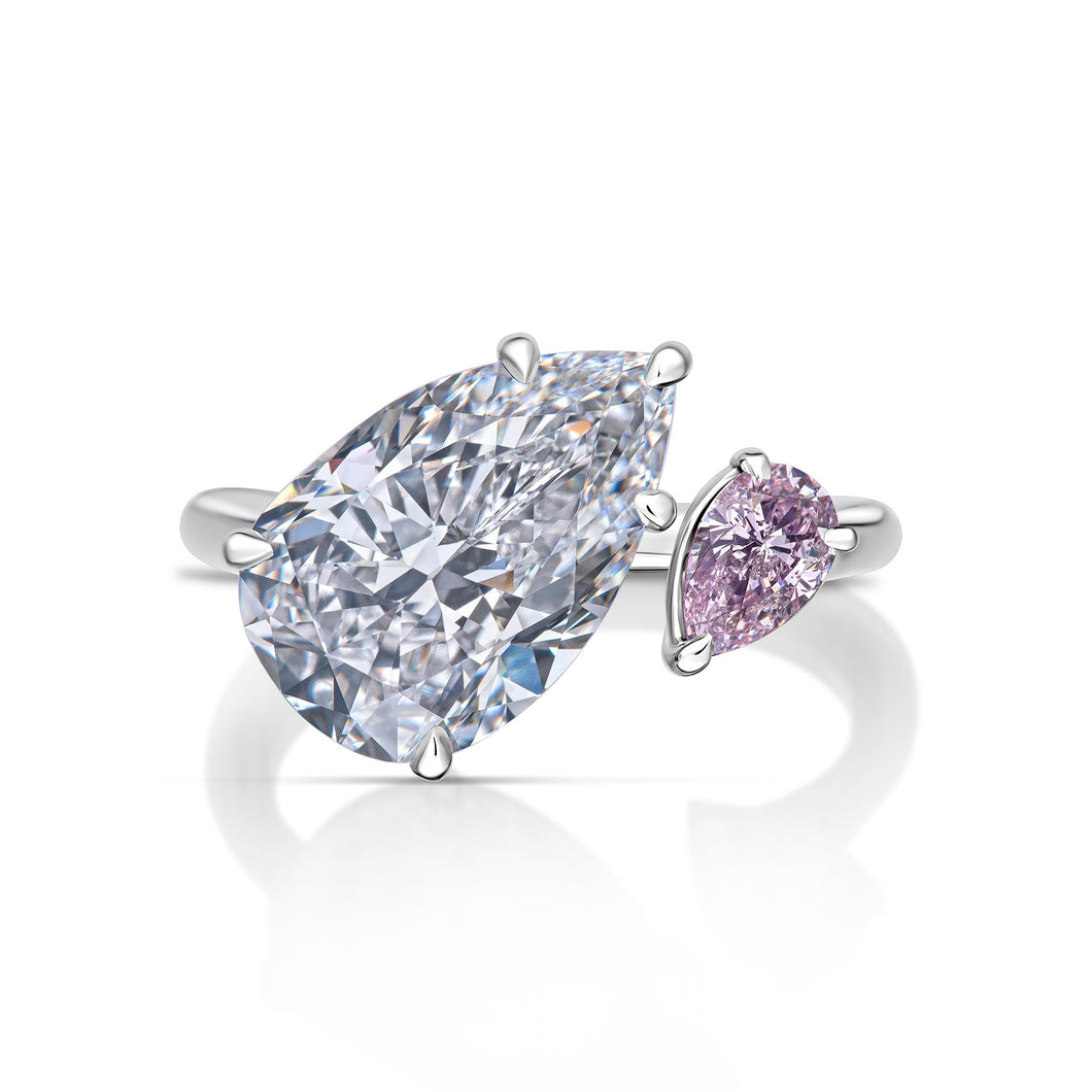 5.02 Carat Pear Shaped Internally Flawless Diamond Ring