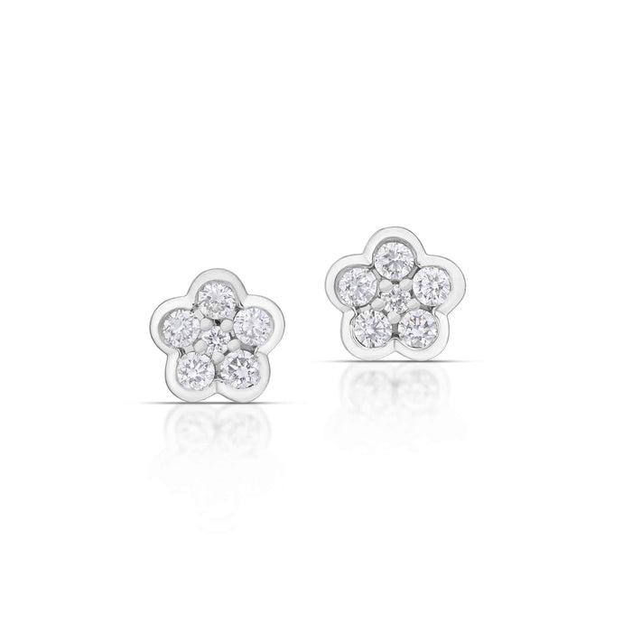 0.25 Carat Diamond Flower Stud Earrings
