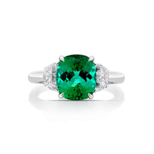 3.22 Carat Green Tourmaline and Diamond Ring