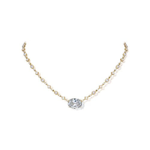 9.28 Carat Oval Diamond Link Necklace