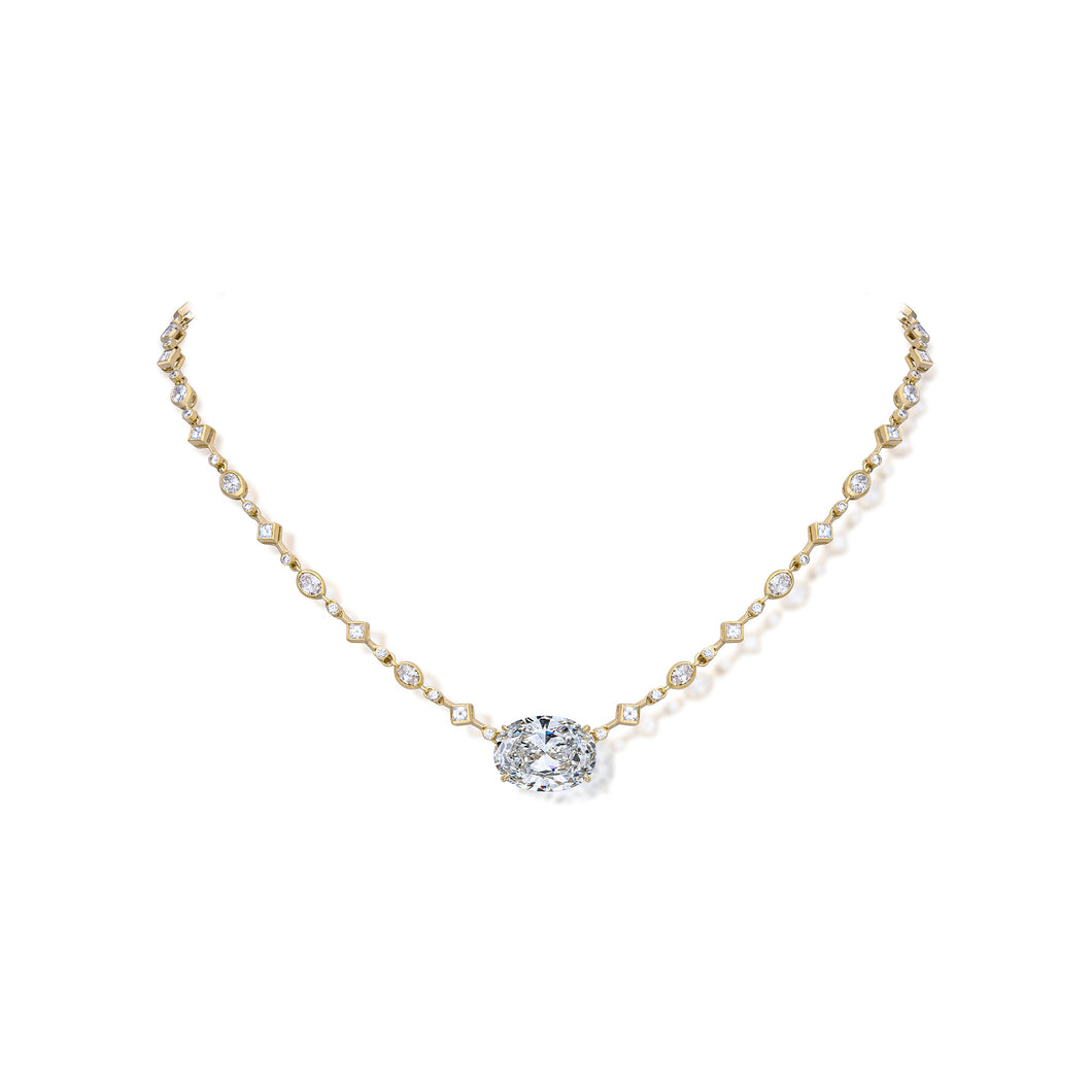 9.28 Carat Oval Diamond Link Necklace