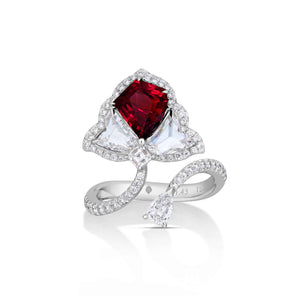 2.04 Carat Burmese Ruby and Diamond Ring