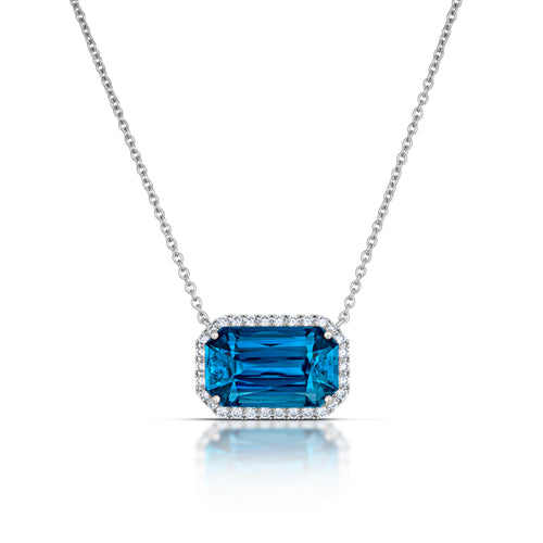 13.91 Carat Blue Zircon and Diamond Necklace
