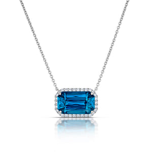 13.91 Carat Blue Zircon and Diamond Necklace