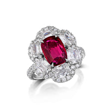 2.17 Carat Burmese Ruby and Diamond Halo Ring