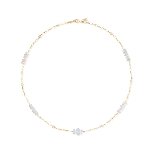 12.85 Carat Ethiopian Opal and Diamond Necklace
