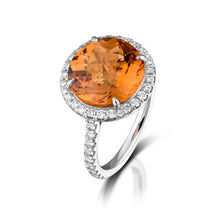 5.57 Carat Peach Tourmaline and Diamond Ring