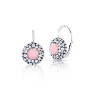 2.50 Carat Pink Opal and Diamond Earrings