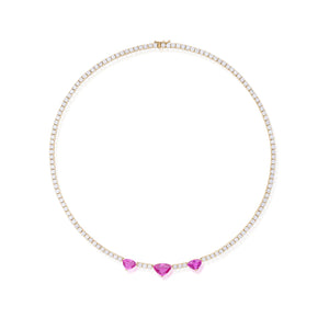 6.19 Carat Pink Sapphire and Diamond Line Necklace