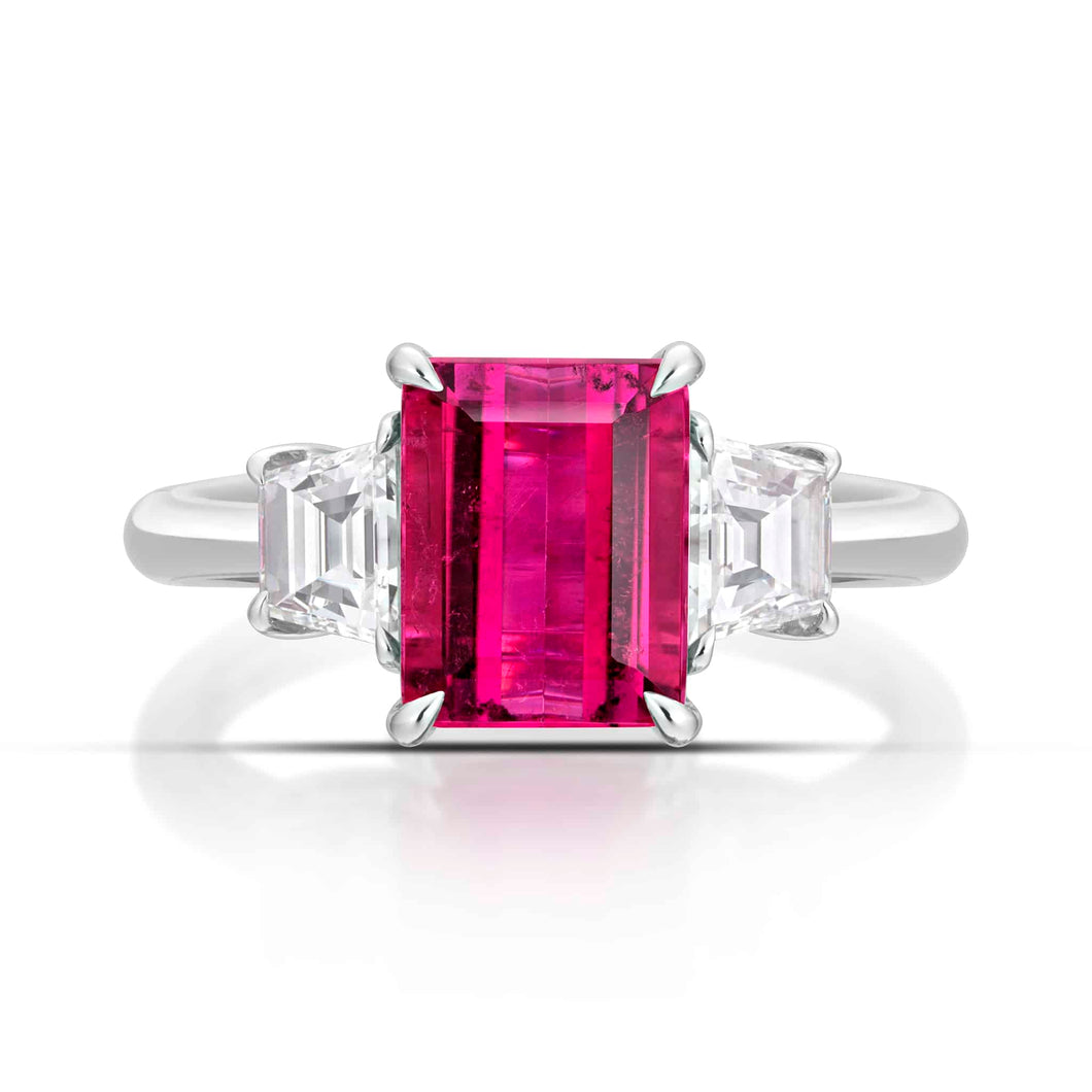 2.40 Carat Pink Tourmaline and Diamond Ring