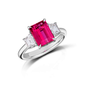 2.40 Carat Pink Tourmaline and Diamond Ring