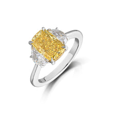 2.51 Carat Fancy Deep Yellow Diamond Three Stone Ring